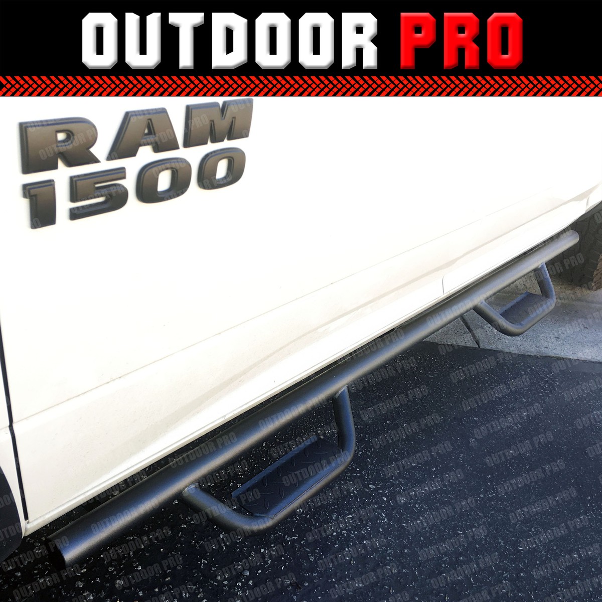 Yitamotor Black & Red Running Boards For 2009-2024 Dodge Ram 1500 2500 3500 Crew Cab