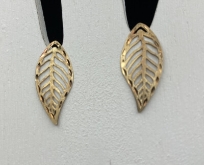 14 Karat massive Gelbgold Vintage Diamantschliff Blatt Ohrstecker 0,49 g