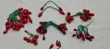 Vintage Holly Red Berry Christmas Spray Sprig Stem Pick Tree Decoration Ornament