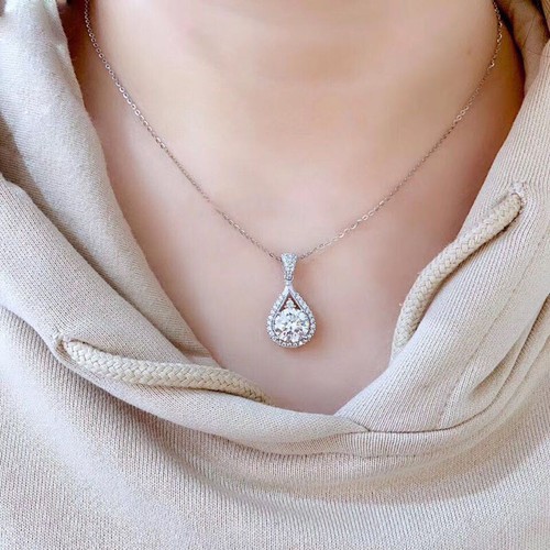 New Waterdrop Style White Fire Topaz Gems Women Girls Fashion Necklace Pendants - Picture 2 of 6