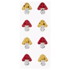 8 Mushroom Rhinestone Stickers Self Adhesive Gems Embellishments Crafts