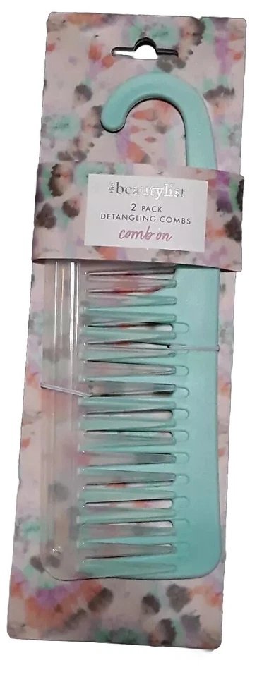 Peines de ducha de dientes anchos premium de 2 piezas para desenredar cabello rizado húmedo grandes Foto 3 de 4