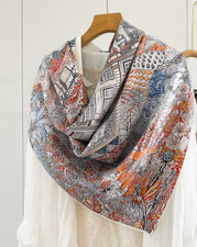 100 Silk Soaring Dream Print Pure Twill Silk Wrap Scarf Bandana Large Shawl 53"