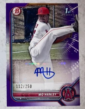 2022 Bowman Mo Hanley Purple Auto /250 #PPA-MH | Los Angeles Angels SP RC