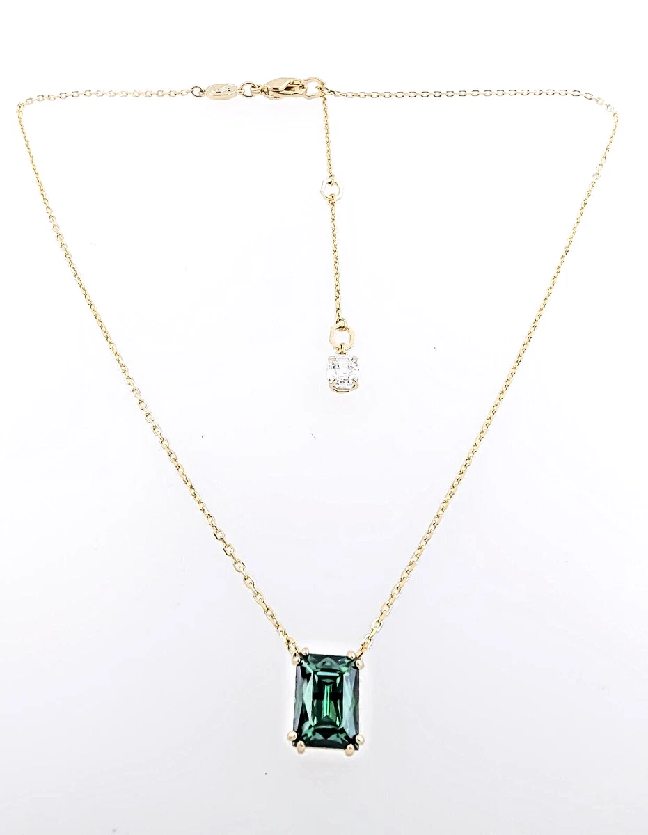 NEW Authentic SWAROVSKI Gold Chain Green Crystal Pendant Matrix 
