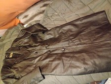 Outbrook Womens Leather Jacket Long Coat Black Sleeve Buttons Lined M
