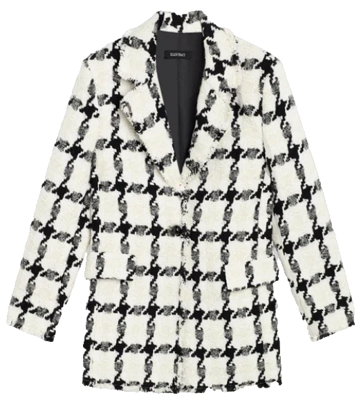 Ellen Tracy Blazer Women's Small Black & White Checkered Boucle Coat, Jacket - Image 2 of 4