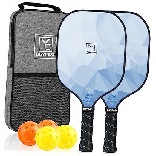 Pickleball Paddles Set of 2, USAPA Approved, Fiberglass Surface (CHS), Blue