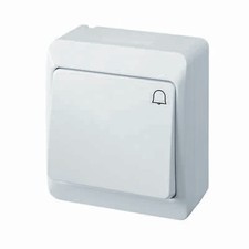 Taster Aufputz weiss IP44 Feuchtraum Klingel-Zeichen Klingeltaster 