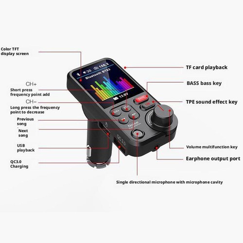Coche MP3 Bluetooth Carga Rápida Alta Fidelidad HiFi Música Sin Pérdidas Plaa3d8 - Imagen 7 de 17