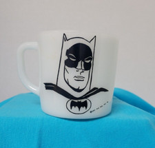 1966 Batman Coffee Mug Westfield Heat Proof Milk Glass Double Sided Comics TV
