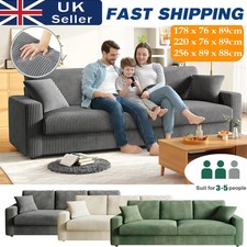 2/3/4 Seater Corduroy Teddy Sofa w/ 2Pillows Modern Couch Love Seat Settee