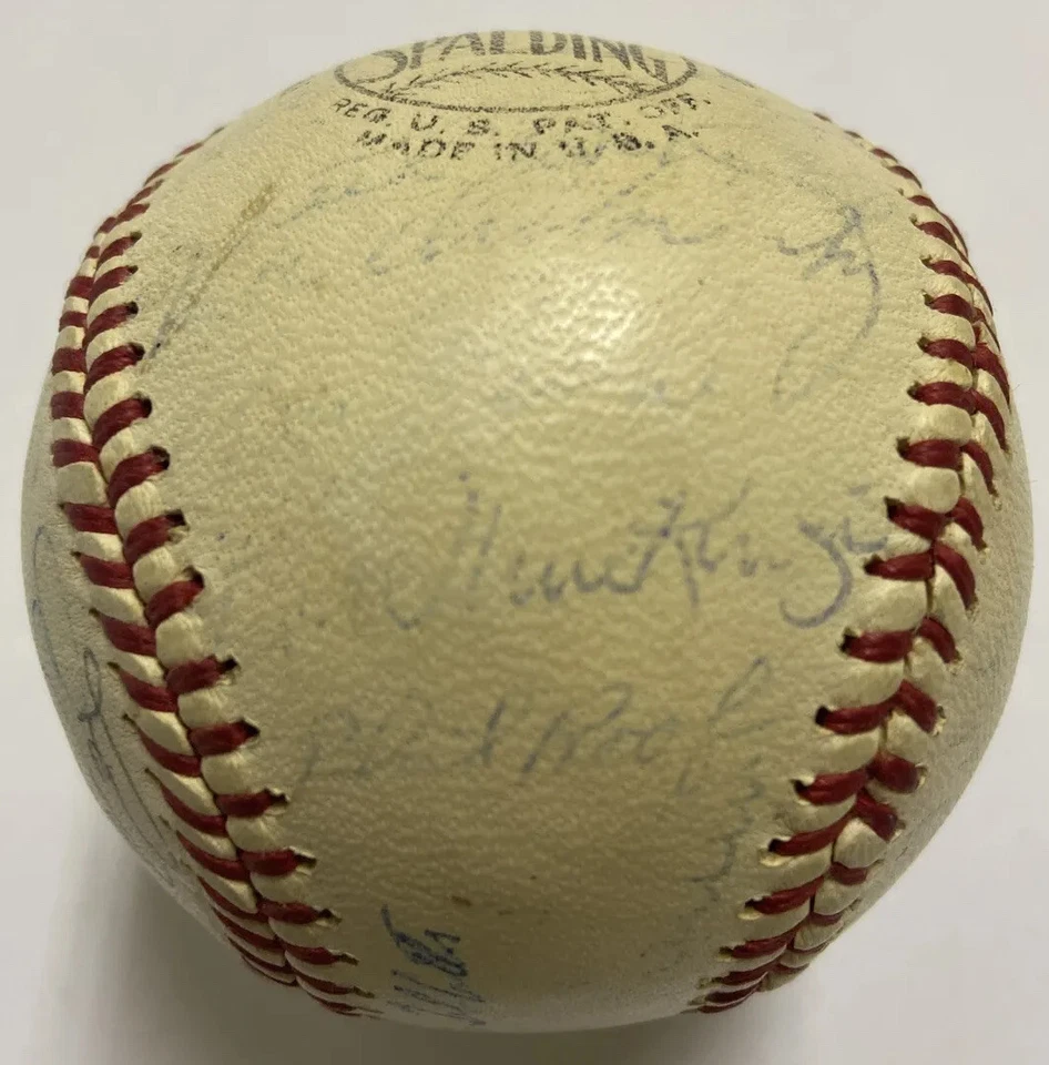 1961 Milwaukee Braves Team Signed Baseball Hank Aaron HOF Burdette Billy Martin - Image 4 of 4