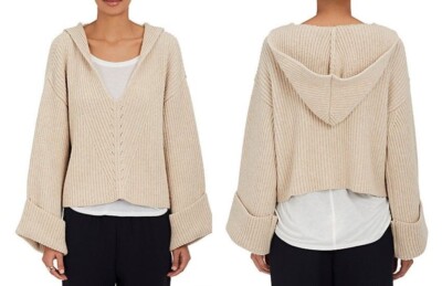 GIADA FORTE $625 Wool English Knit Sweater With Hood In Avorio; 0 XS