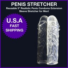 5'' Realistic Penis Reusable Condom Extension Sleeve for men Easy to Clean