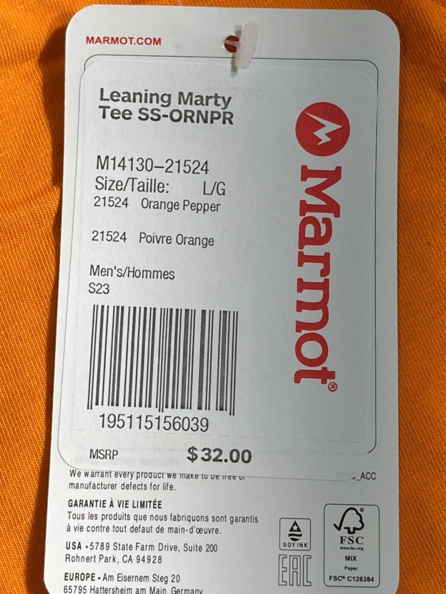 NEW! MARMOT MARTY Large L Lrg Mens T-Shirt Tee Shirt Orange | eBay