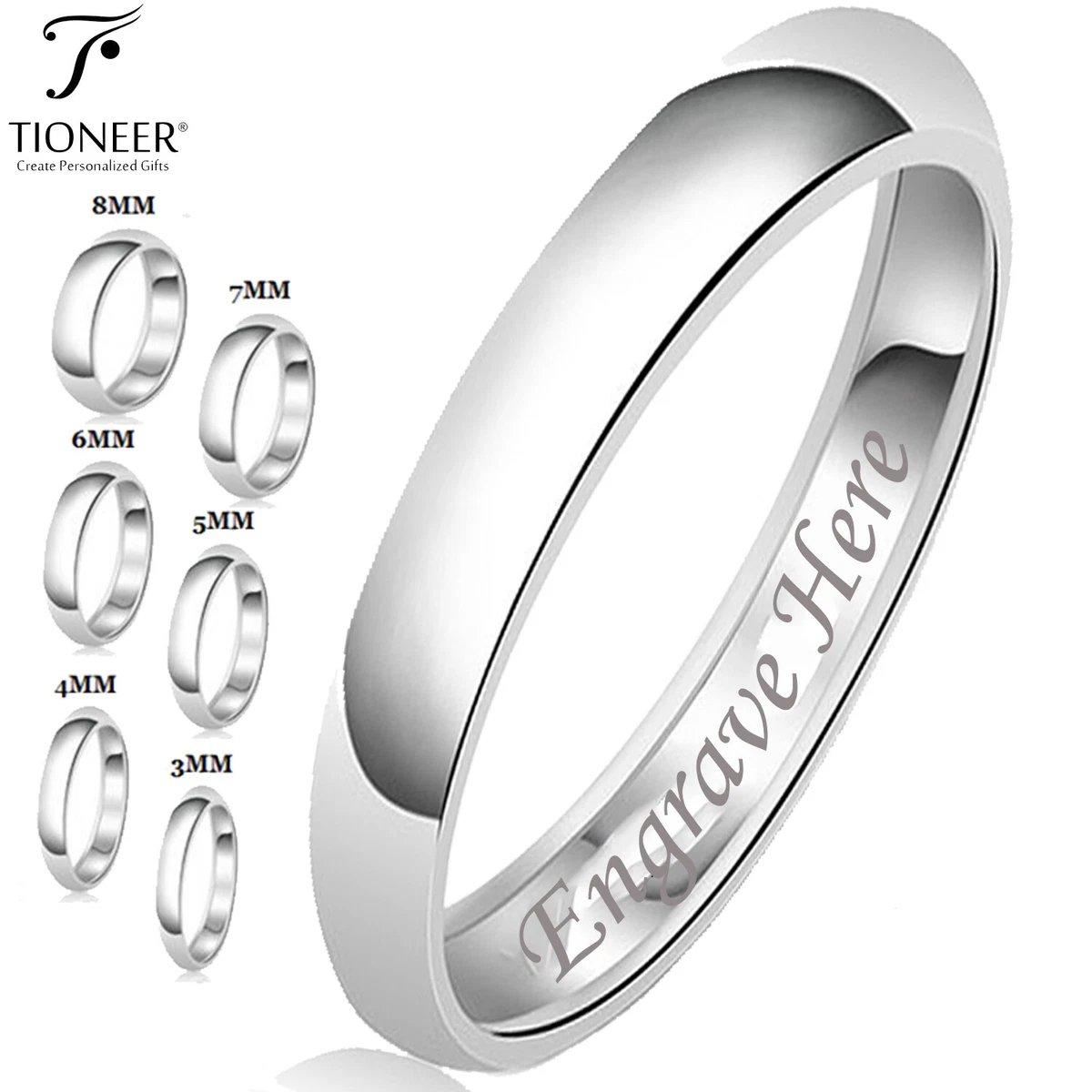 Plain sterling silver wedding hotsell bands