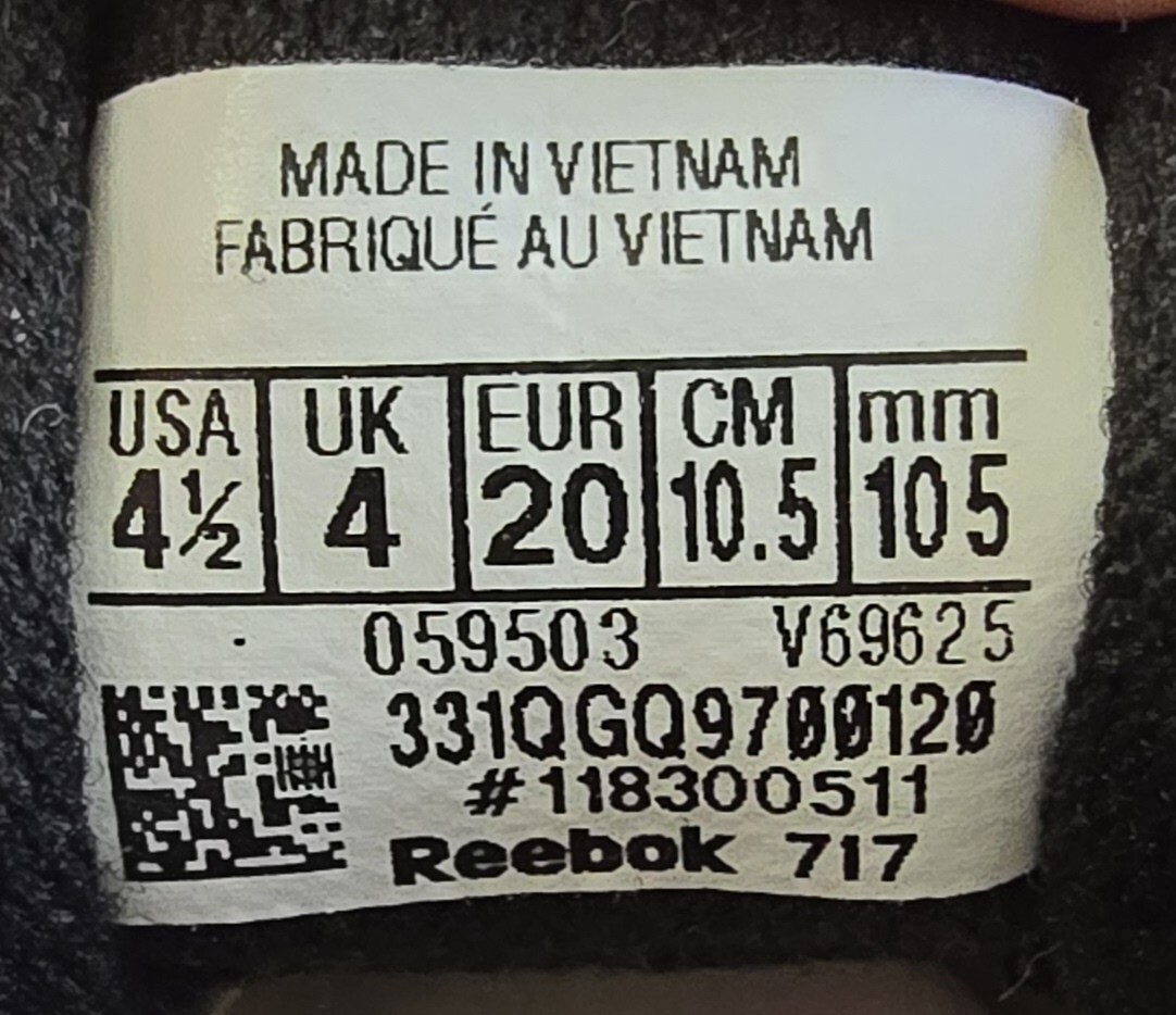 Little Kids Toddler Size 4.5 Reebok Classics Sneakers Black Leather V69625 GUC thumbnail 8