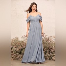 Lulus Lost In The Romance Gown Small Blue Formal Prom Evening Formal Bridesmaid