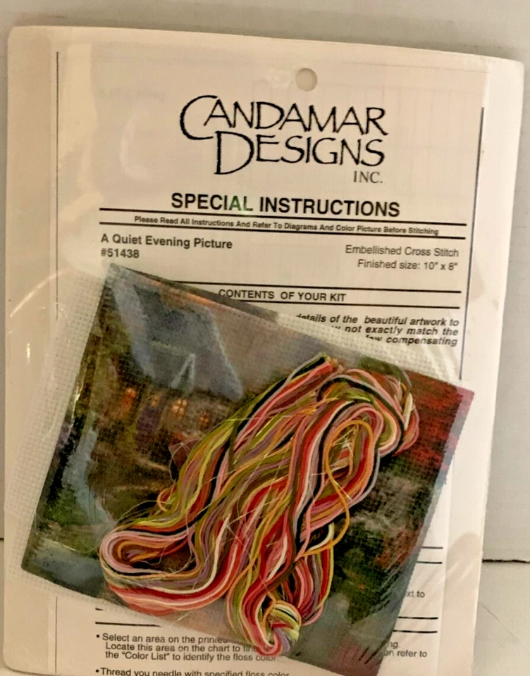 Thomas Kinkade A Quiet Evening Embellished Cross Stitch Kit 10" X 8" Candamar De - Image 2 of 2