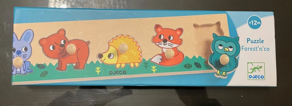 DJECO Puzzle Legno Forest n co Gioco 12m Rompicapo Bambini Bebe Motricita Fine - Immagine 3 di 4