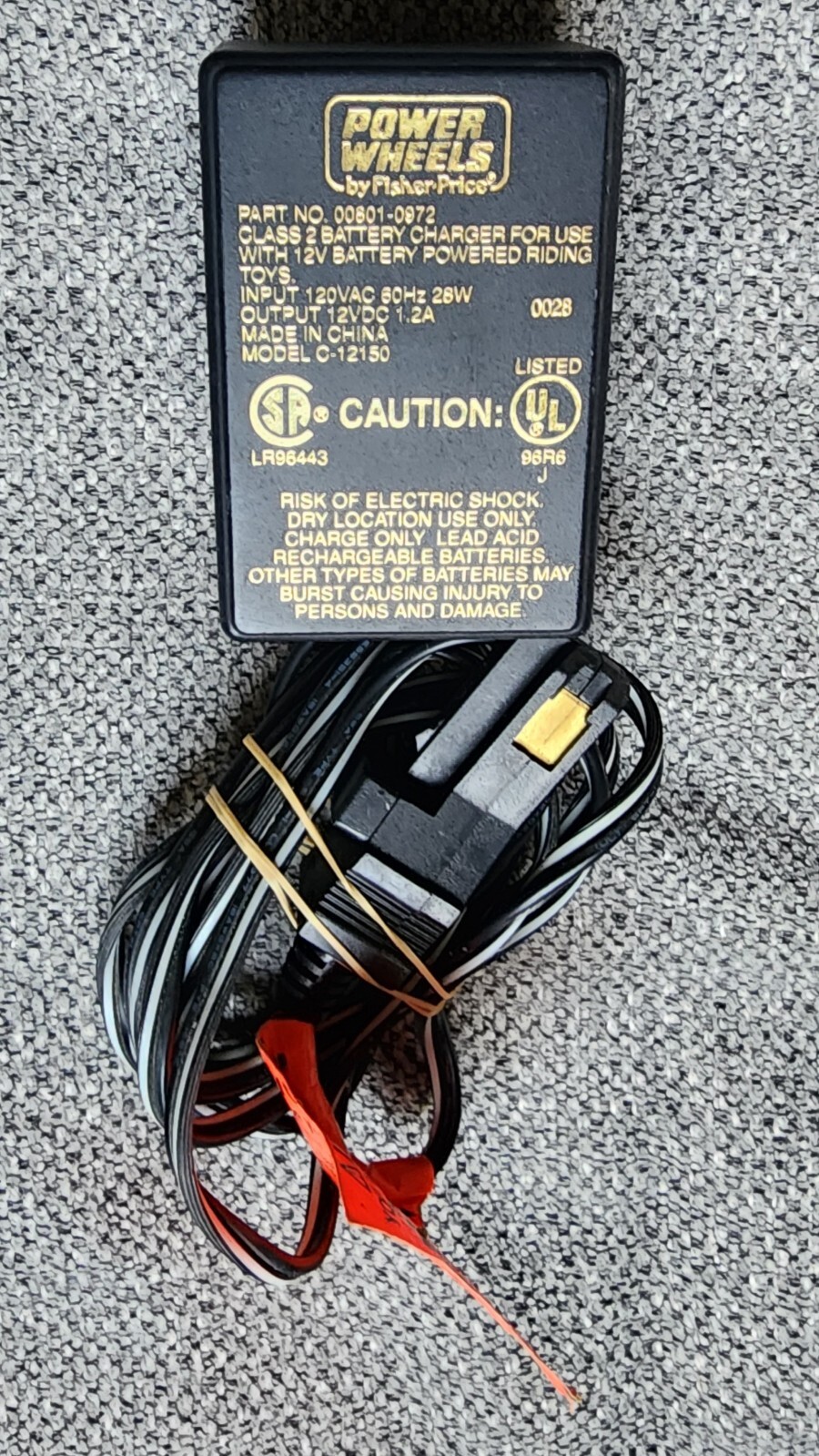 Original Power Wheels Barbie Jeep 00801-0972 C-12150 AC Charger 12V Fisher Price