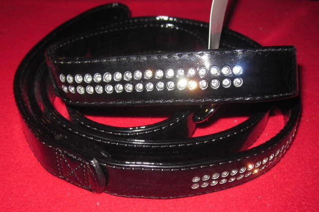 East Side Collection Jewel Correa de charol negro con tachuelas de plomo 6' x 1" Nueva Foto 2 de 4