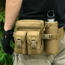 Tactical Men Waist Pack Nylon Hiking Water Bottle Phone Pouch Outdoor Sports Arm