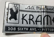 Matchbook Cover Full Length Kramer’s Restaurant, Pittsburgh, Pennsylvania