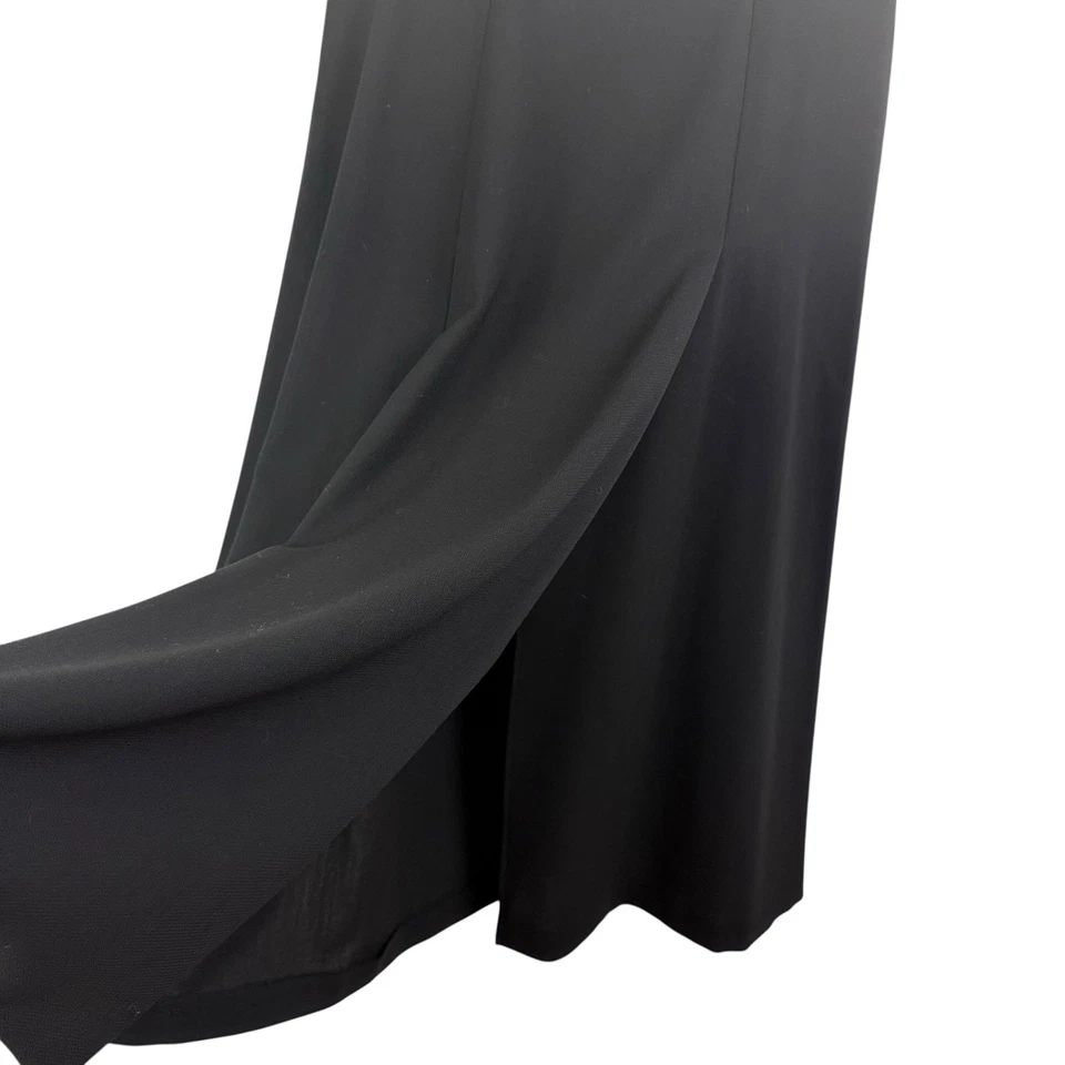 MAX MARA Black Wool SKIRT 10 Midi Double Slit A-Line Italy Minimalist Lagenlook - Image 3 of 4