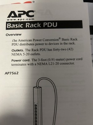 NOT 1- 2 NEW APC Basic Rack PDU Model AP 7562 3 foot  cord 42 NEMA 5-20 outlets