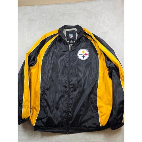 NFL Steelers Windbreaker Jacket Mens 2XL Black Yellow Polyester G-III Apparel image 2
