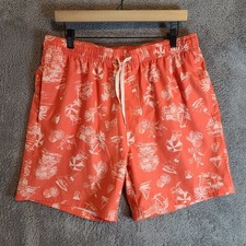 Old Navy Swim Trunks Men's Sz Large Orange Drawstring Mesh Lined Beach Palm