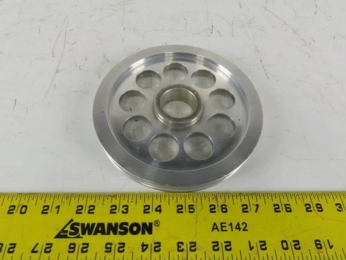 6" OD Single Groove 1/2" Flat Belt Idler Aluminum Pulley Sheave 1-1/4" Bore