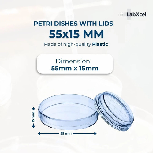 LabXcel sterile Petrischalen - belüfteter Deckel, Styropor, Laborgebrauch 55x15mm - 50x - Bild 2 von 6