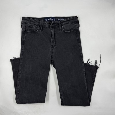 Hollister Jeans Womens 5 Gray Charcoal Wash High Rise Straight Frayed Denim