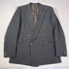VTG 80s Double Breasted Blazer Mens 42L Gray ...