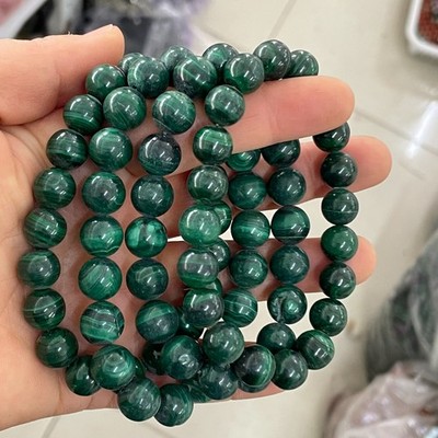 2pcs Natural malachite Polish stone bracelets Crystal ball sphere   size8mm