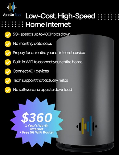 5G Prepaid Home Internet / 1 year Service / Includes WiFi