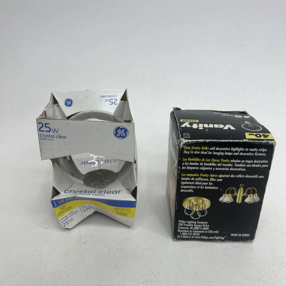 Комплект из 2 лампочек для туалетного столика — GE и Philips 40 Вт и 25 Вт — кристально прозрачные - Изображение 3 из 4