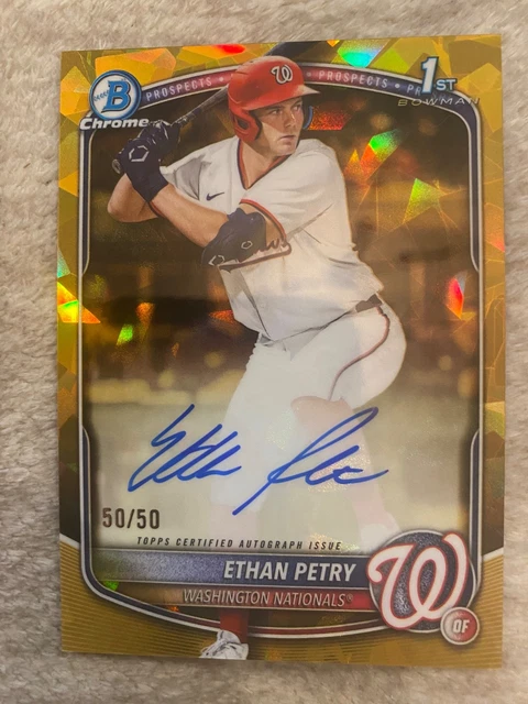 2025 Bowman Draft Sapphire Ethan Petry Chrome Auto Gold Refractor 1st 50/50!!