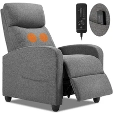 Massage Recliner Chair with Vibration Massage & Adjustable Recline, Gray