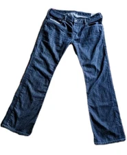 Diesel Zatiny Jeans Mens 33x32 Blue Dark Wash Bootcut Button Fly Raw Denim Pants