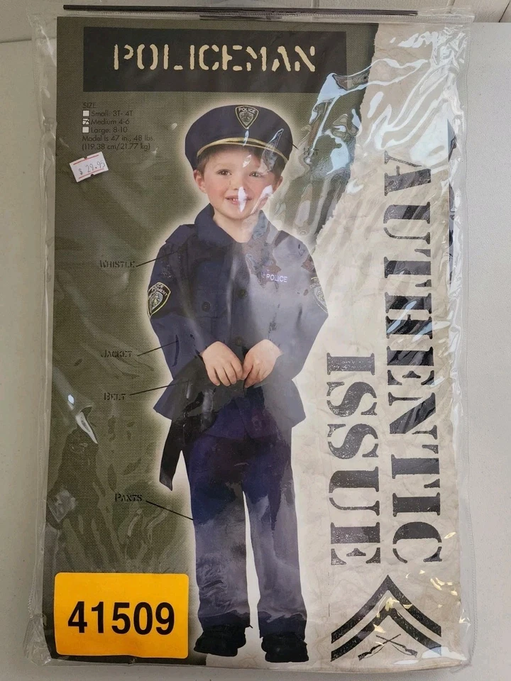 Fun World Cop Officer Policeman Toddler Costume Boys Medium 4-6 B2766 - Image 2 of 4