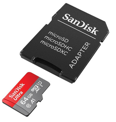 SanDisk Ultra microSDXC UHS-I 64GB A1 Class 10 High Speed Waterproof Card