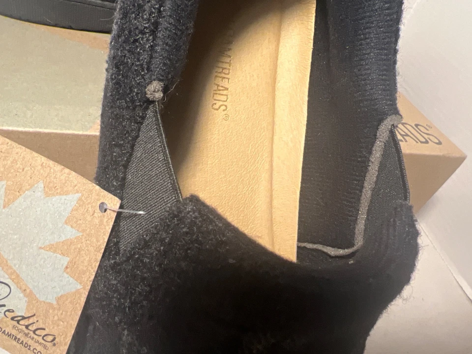 NEW FoamTreads Men 11W Jacob Slipper Black & Gray Plaid Fleece/ Rubber Sole - Image 4 of 4