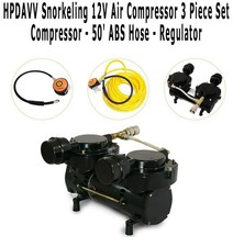 HPDAVV Snorkeling 12V Air Compressor Set - Compressor - 50' ABS Hose - Regulator