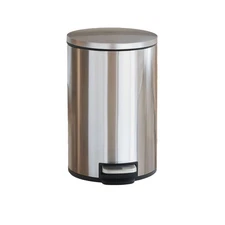 TRASH CAN Stainless Steel Kitchen Step Garbage Rubbish Bin Wastebasket Silver