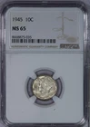 1945 Mercury Dime 10c NGC MS65