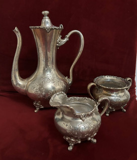 Victorian Barbour Silver Co. Quadruple Plate 3 Piece Coffee Set Pattern #16
